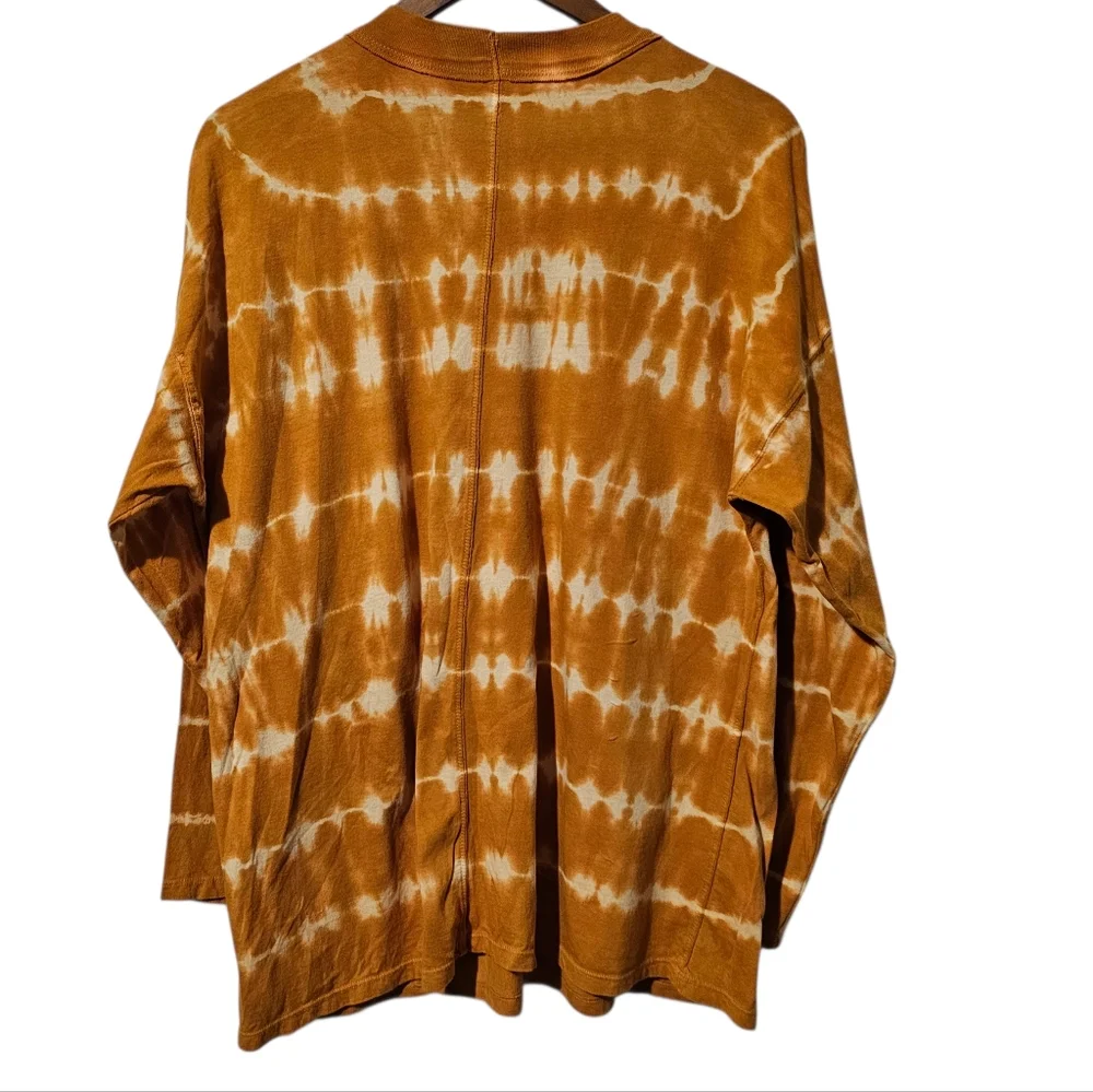We The Free “Be Free” Tie-Dye Oversized Long Sleeve Tee- Small | Orange & White - Picture 3 of 6